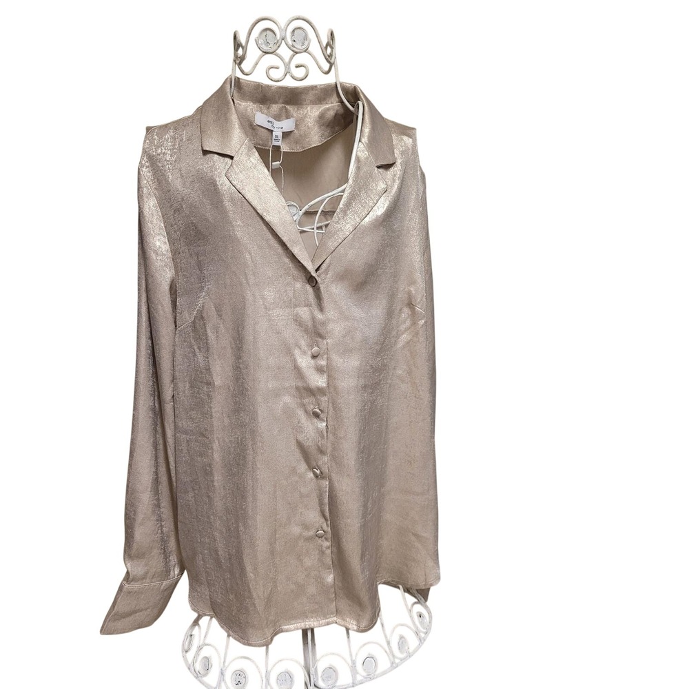 edit by nine‎ Women's XL Metallic Gold GLAM Blouse Feminine Evening Wear